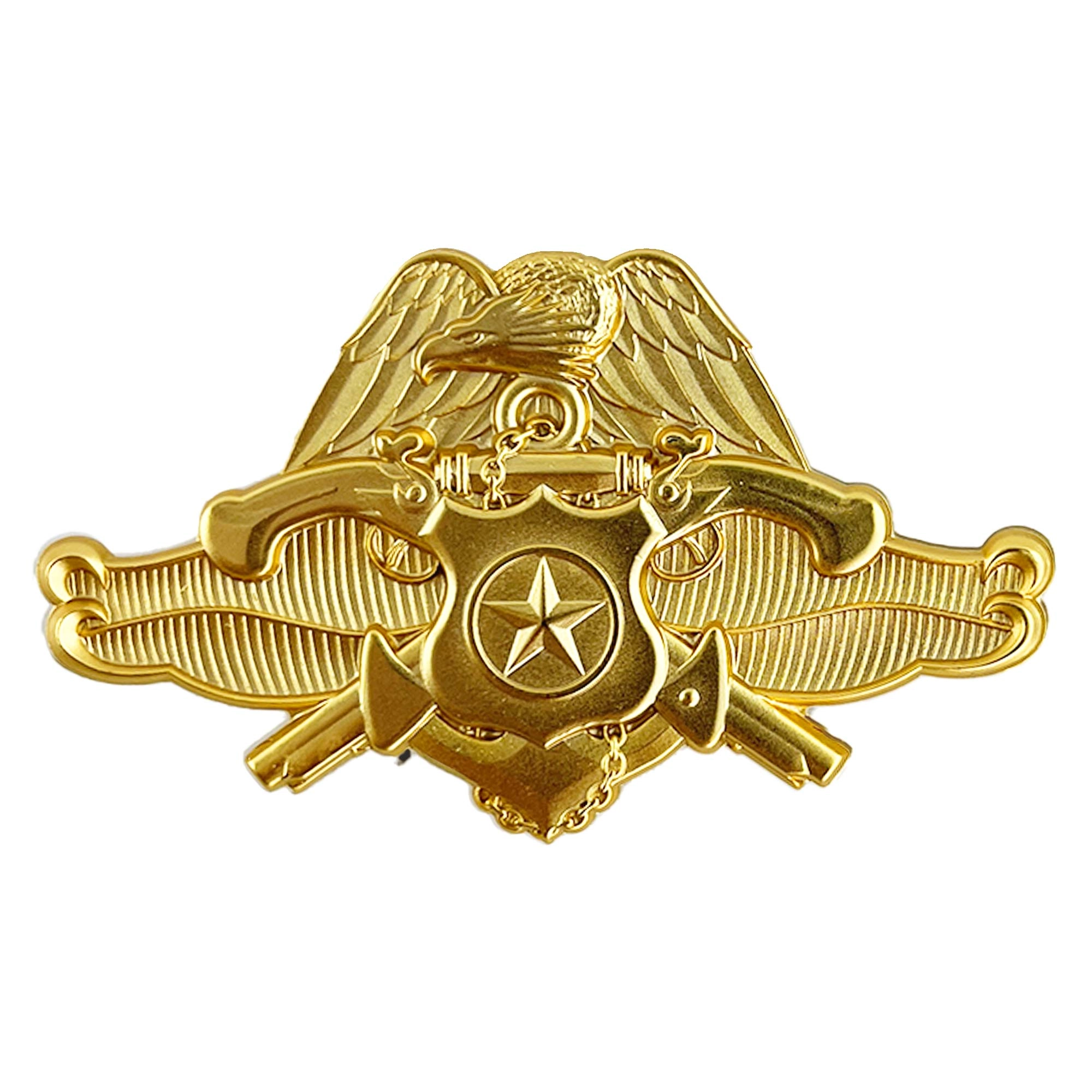 Picture of US Navy Badges Officer Security Forces Specialist: Regulation Size 24K Gold/#7 Matte Finish