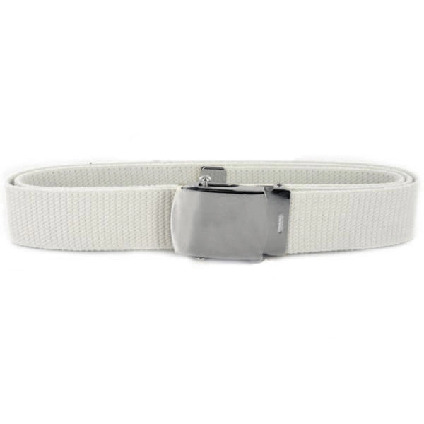 Picture of US Navy Belts And Buckle White Cotton Silver Mirror Buckle and Tip: Male