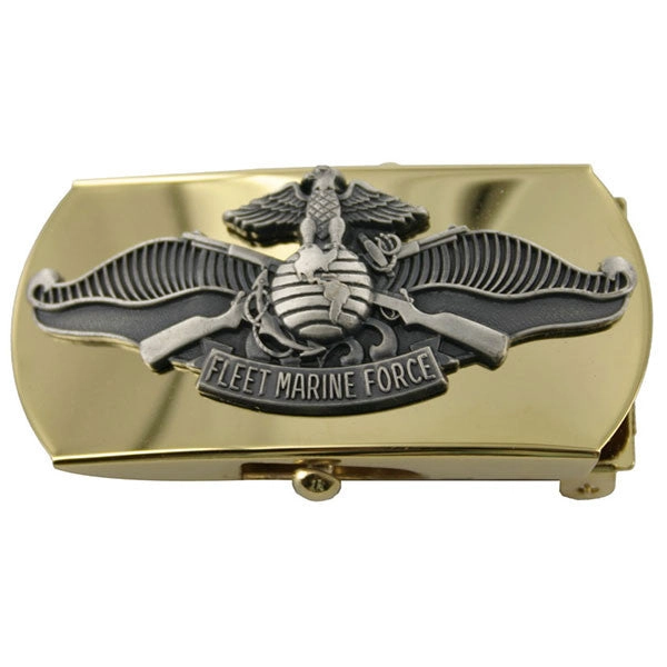 Picture of US Navy Belts Buckle Fleet Marine Force Cpo: Gold and Silver Oxidized