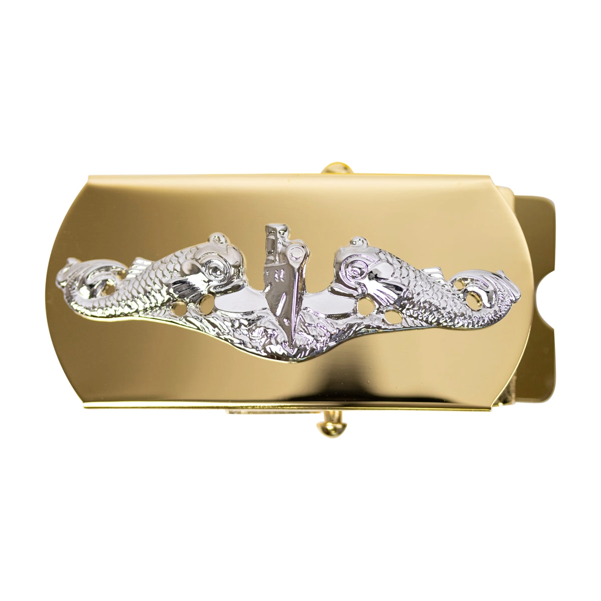 Picture of US Navy Belts Buckle Submarine for Chief Petty Officer: Silver Oxidized On Gold