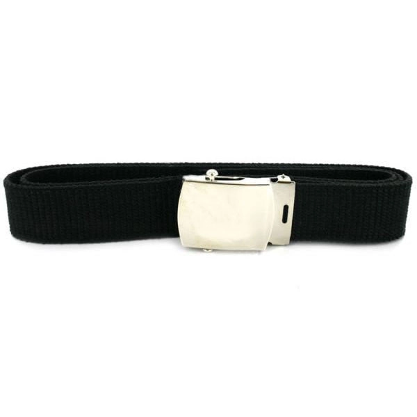 Picture of US Navy Belts With Buckle Black Cotton Silver Mirror Buckle and Tip: Male