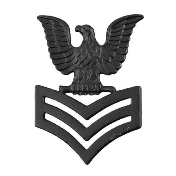 Picture of US Navy Enlisted Rank Cap Device E6 Petty Officer First Class: Black Metal