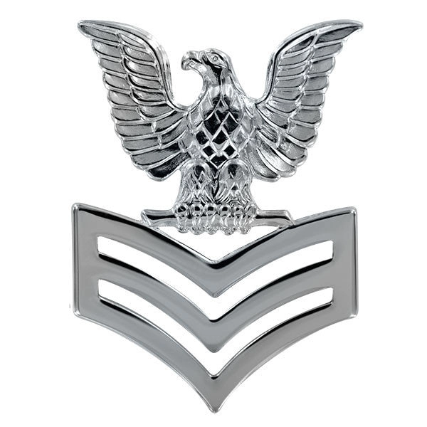 Picture of US Navy Enlisted Rank Cap Device E6 Petty Officer First Class: Silver