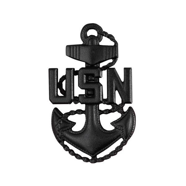 Picture of US Navy Enlisted Rank Cap Device E7 Chief Petty Officer: Black Metal