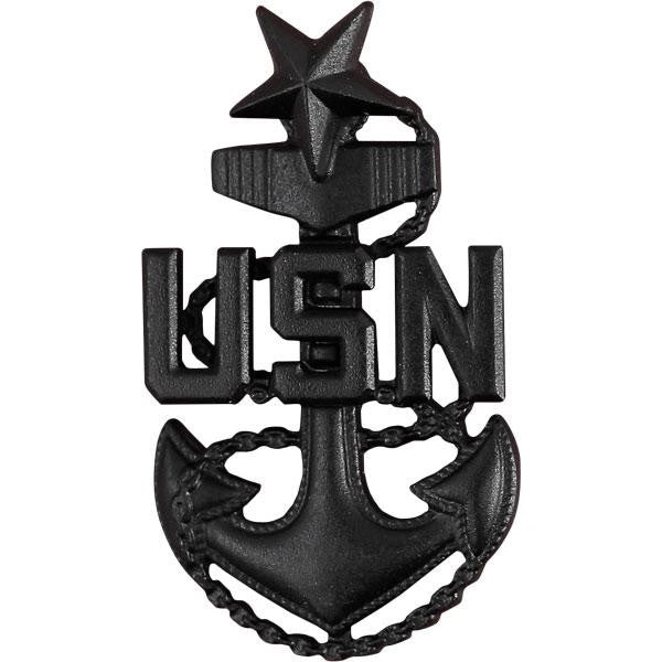 Picture of US Navy Enlisted Rank Cap Device E8 Chief Petty Officersenior: Black Metal