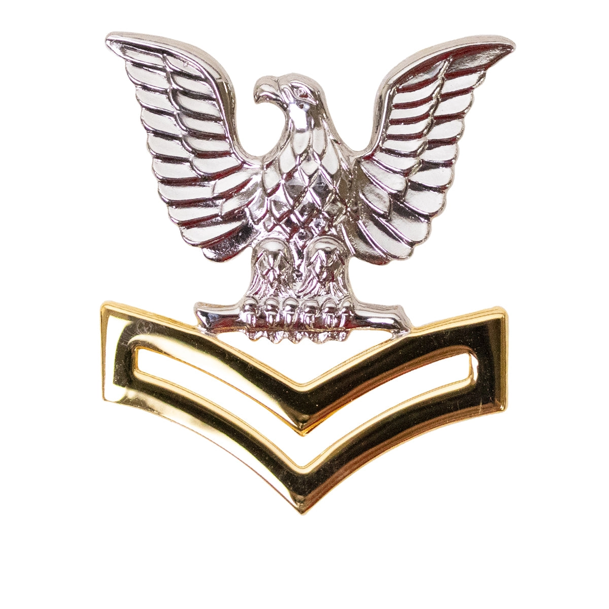 Picture of US Navy Enlisted Rank Cap Devicee5 Good Conduct: Silver Eagle with Goldchevron: S