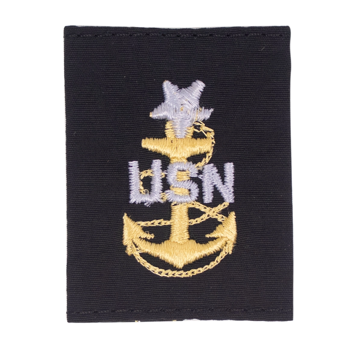 Picture of US Navy Enlisted Rank Cold Weather Parka (Cwp) Tab Device Gold Embroidered Anchor E8 Senior Chief Petty Officer