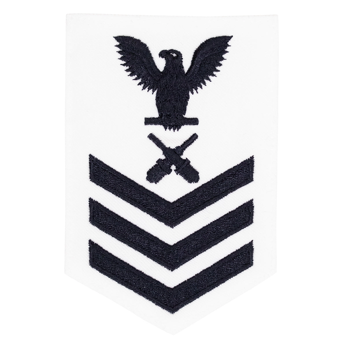 Picture of US Navy Rating Badges E6 Female Rating Gunners Mate: White