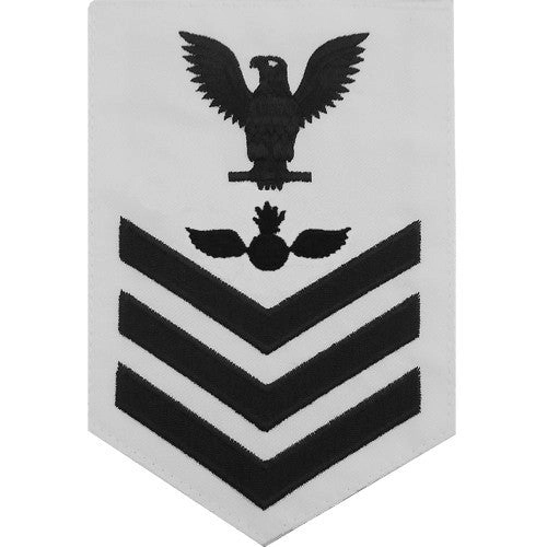 Picture of US Navy Rating Badges E6 Male Rating Aviation Ordnanceman: White