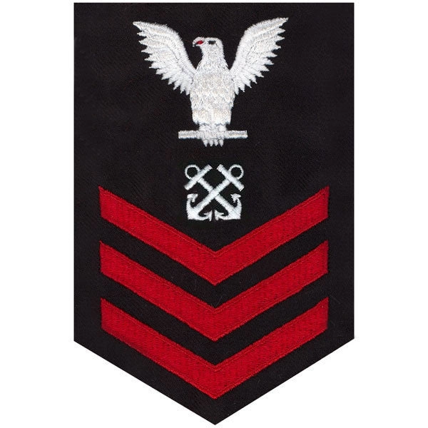 Picture of US Navy Rating Badges E6 Male Rating BoatswainS Mate: Redchevron: S On Blue Serge