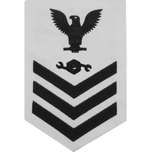 Picture of US Navy Rating Badges E6 Male Rating Construction Mechanic: White
