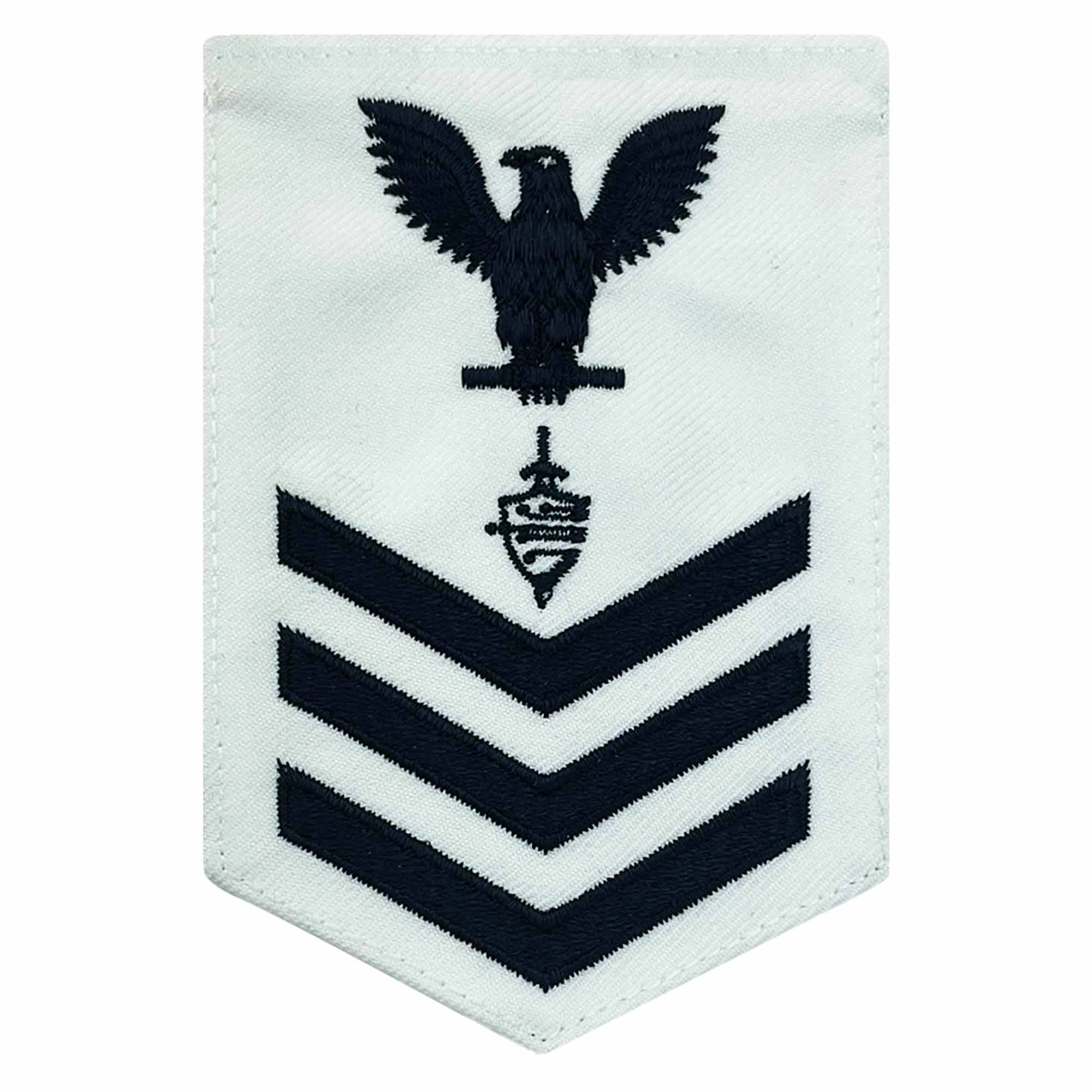Picture of US Navy Rating Badges E6 Male Rating Cwt Cyber Warfare Technician: Bluechevron: S On White Cnt