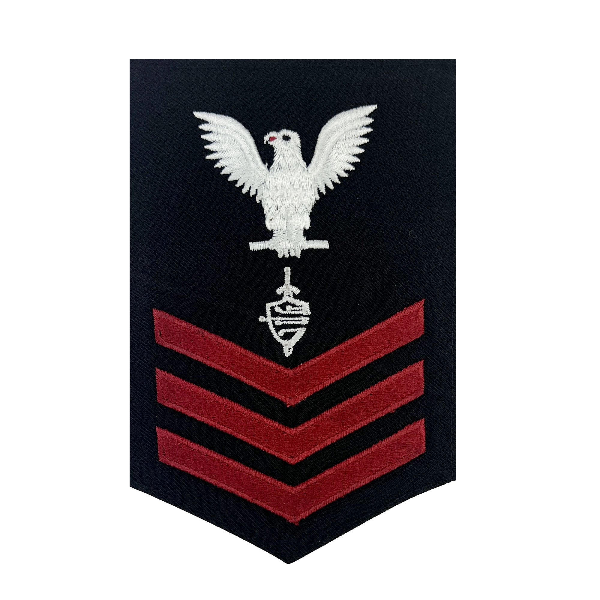 Picture of US Navy Rating Badges E6 Male Rating Cwt Cyber Warfare Technician: Red On Blue