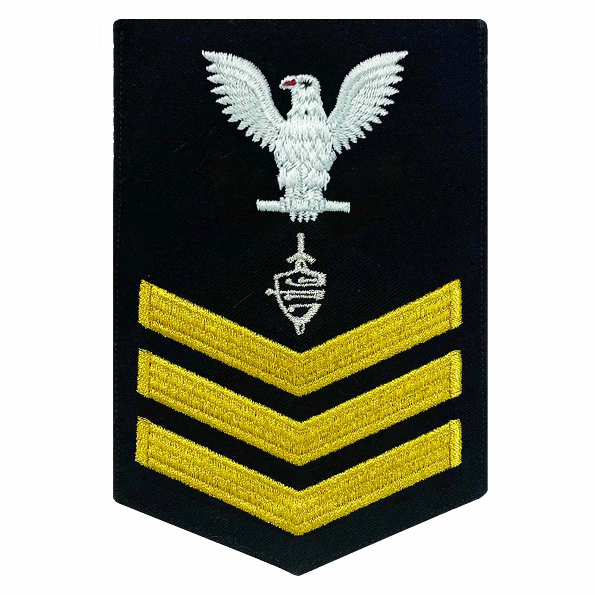 Picture of US Navy Rating Badges E6 Male Rating Cwt Cyber Warfare Technician: Seaworthy Gold On Blue