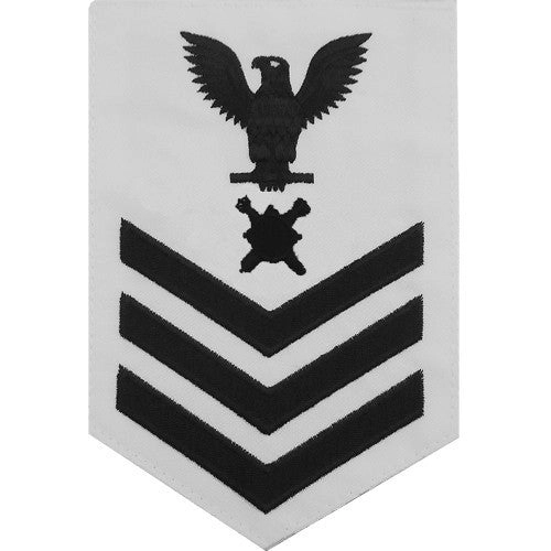 Picture of US Navy Rating Badges E6 Male Rating Explosive Ordnance: White Cnt