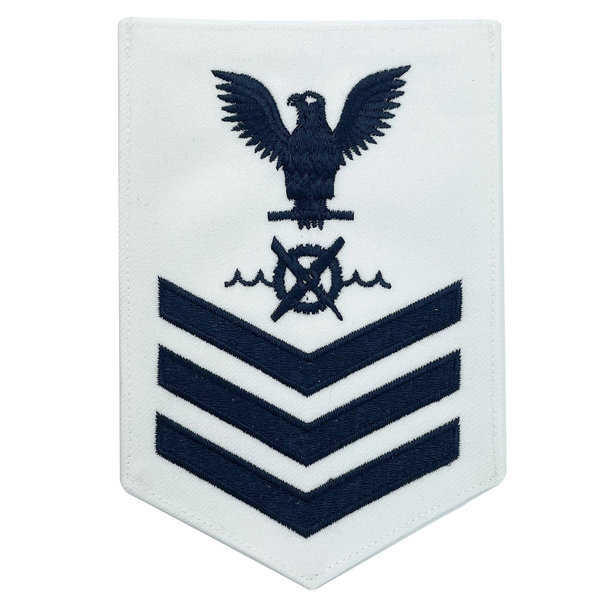 Picture of US Navy Rating Badges E6 Male Rating Rw Robotics Warfare Specialist: Bluechevron: S On White Cnt