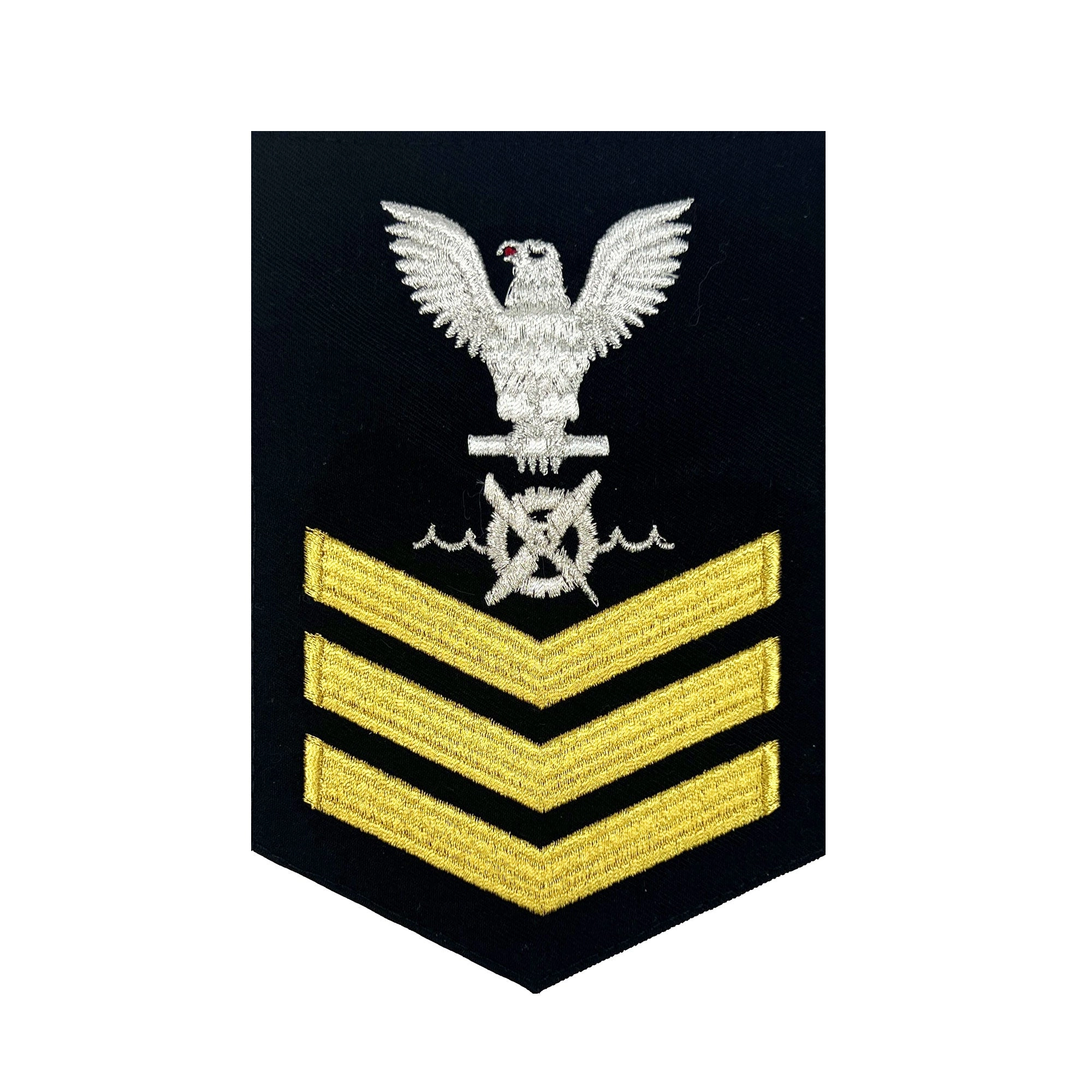 Picture of US Navy Rating Badges E6 Male Rating Rw Robotics Warfare Specialist: Seaworthy Gold On Blue