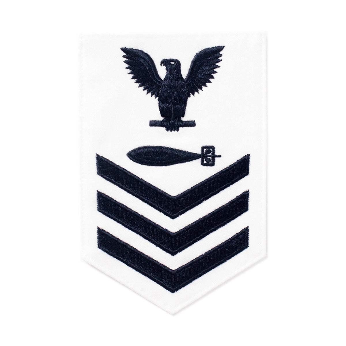 Picture of US Navy Rating Badges E6 Male Rating Torpedoman- White