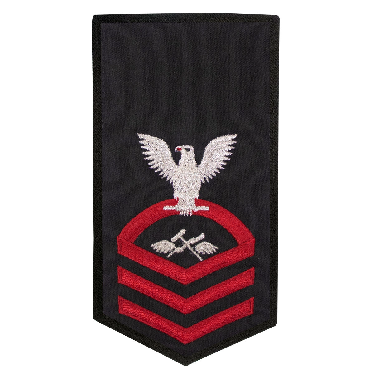 Picture of US Navy Rating Badges E7 Female Rating As Aviation Supply Equipment Technician: Seaworthy Red On Blue