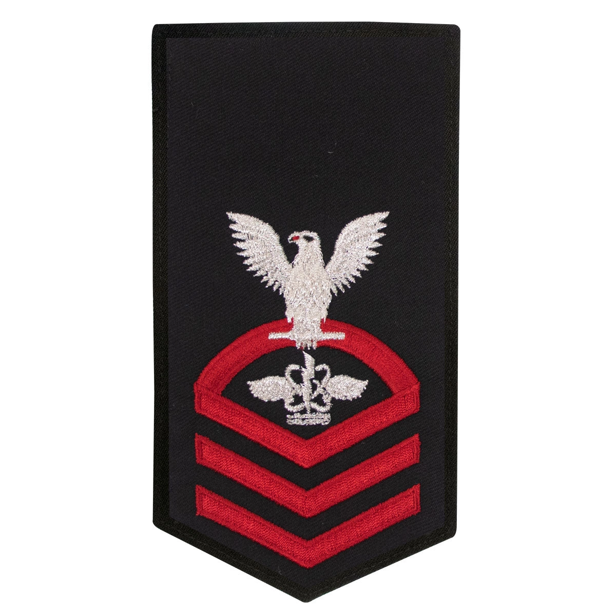 Picture of US Navy Rating Badges E7 Female Rating Aw Aviation Warfare System Operator: Seaworthy Red On Blue