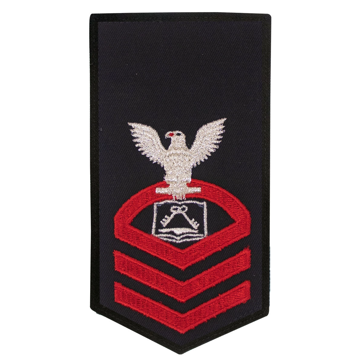 Picture of US Navy Rating Badges E7 Female Rating Cs Culinary Specialist: Seaworthy Red On Blue
