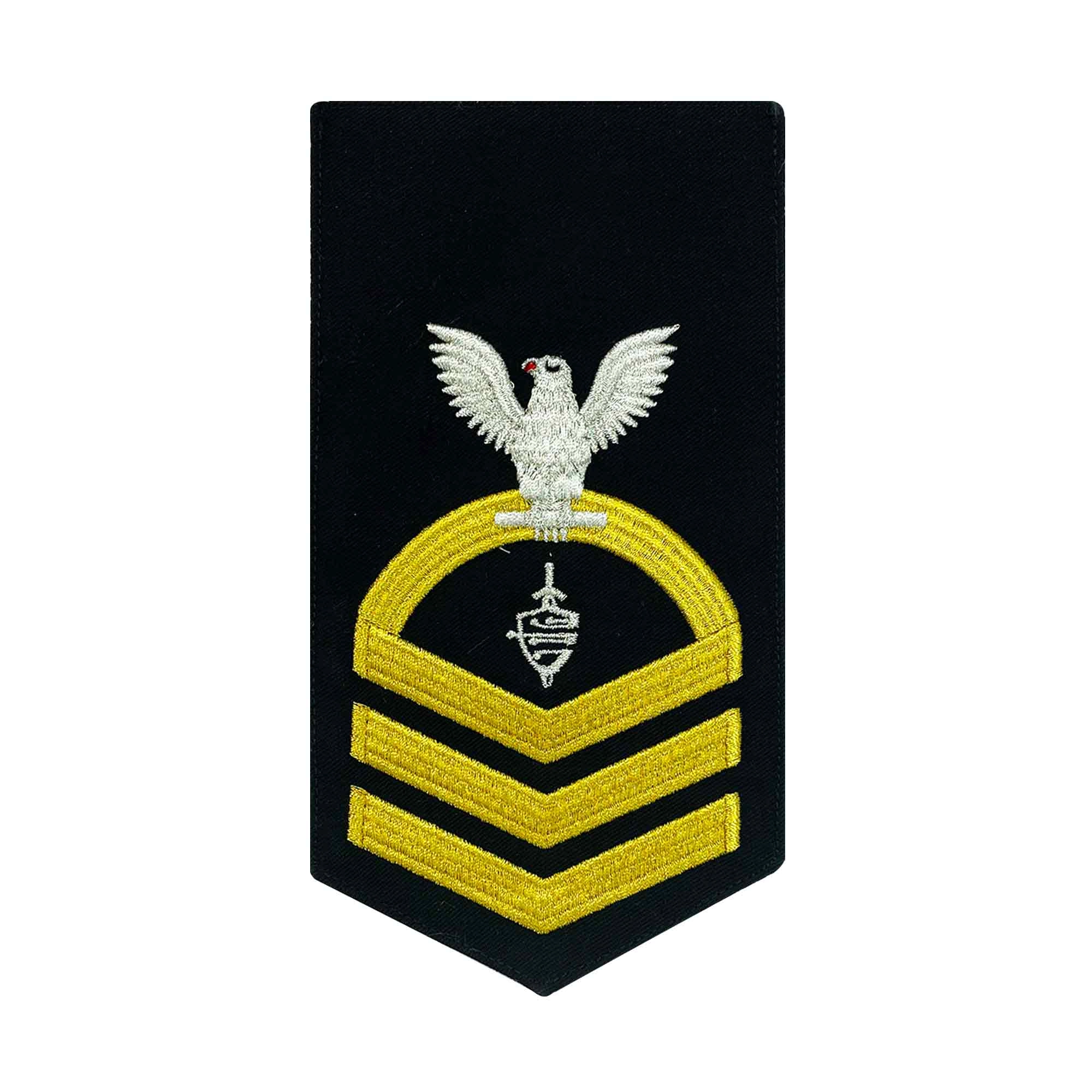 Picture of US Navy Rating Badges E7 Female Rating Cwt Cyber Warfare Technician: Seaworthy Gold On Blue