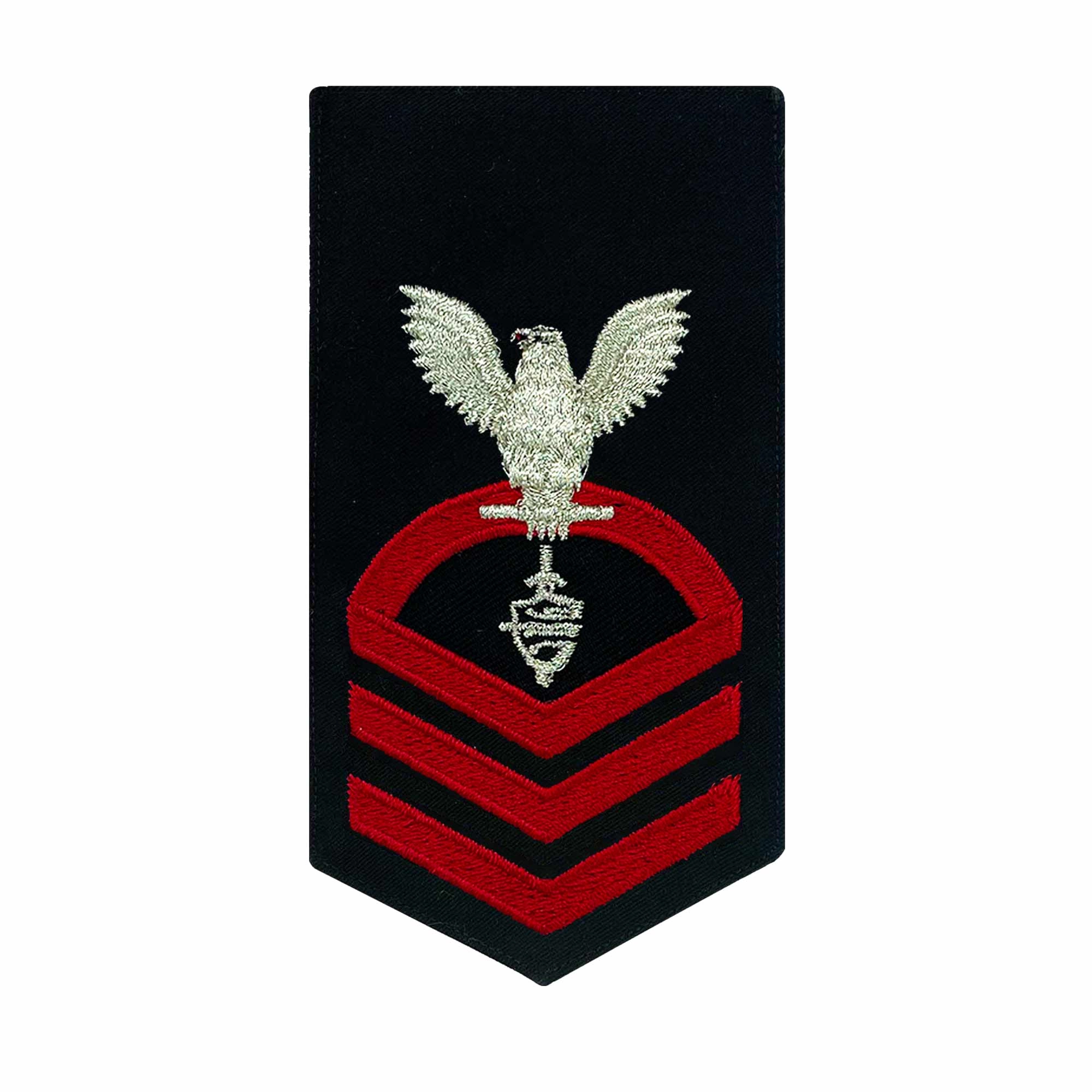 Picture of US Navy Rating Badges E7 Female Rating Cwt Cyber Warfare Technician: Seaworthy Red On Blue