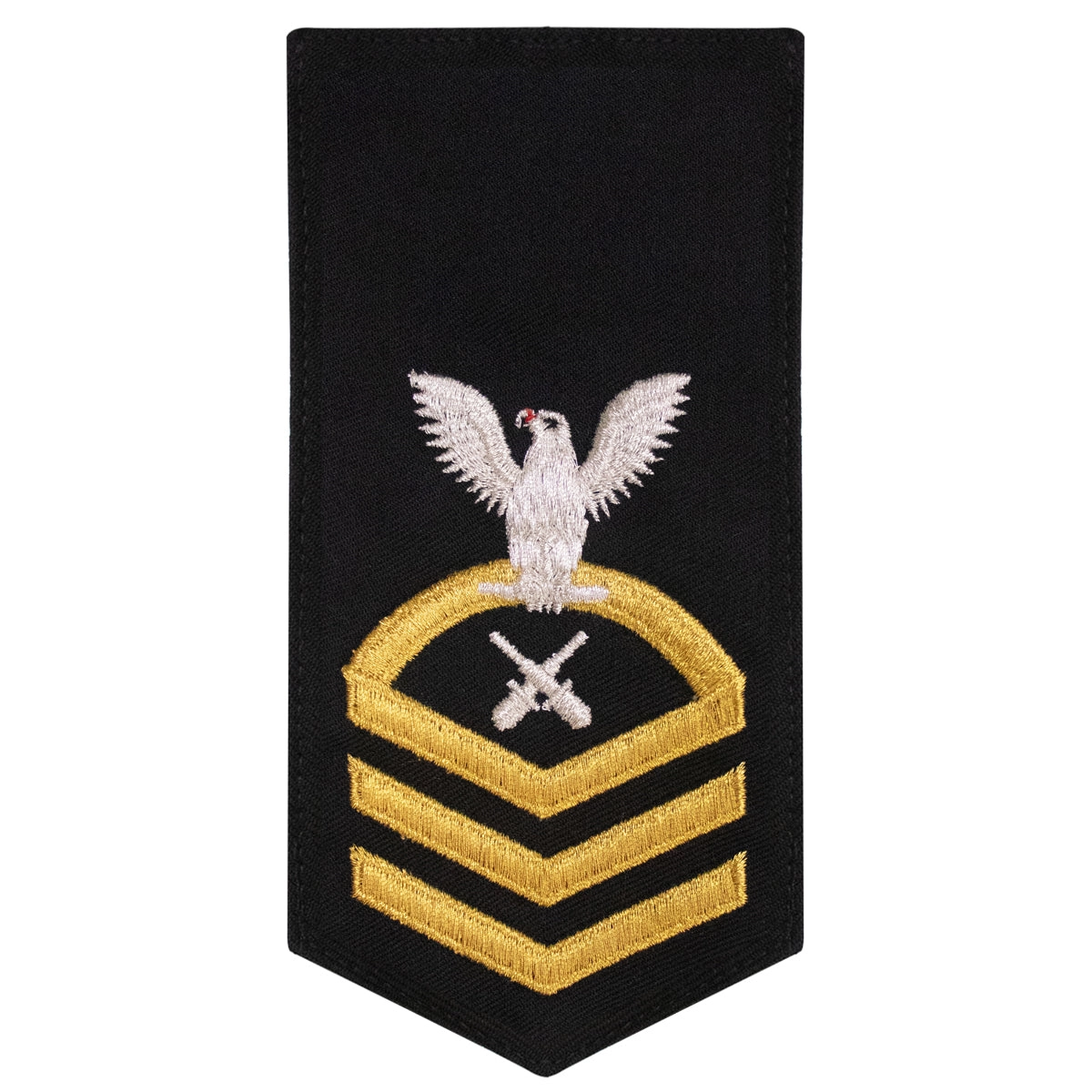 Picture of US Navy Rating Badges E7 Female Rating Gm Gunners Mate: Seaworthy Gold On Blue