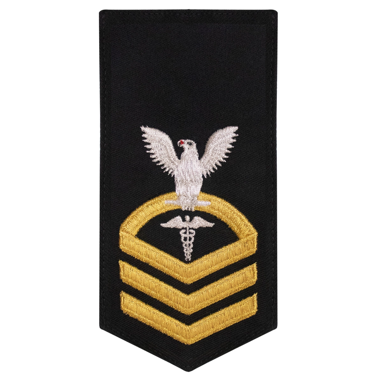 Picture of US Navy Rating Badges E7 Female Rating Hm Hospitalman: Seaworthy Gold On Blue