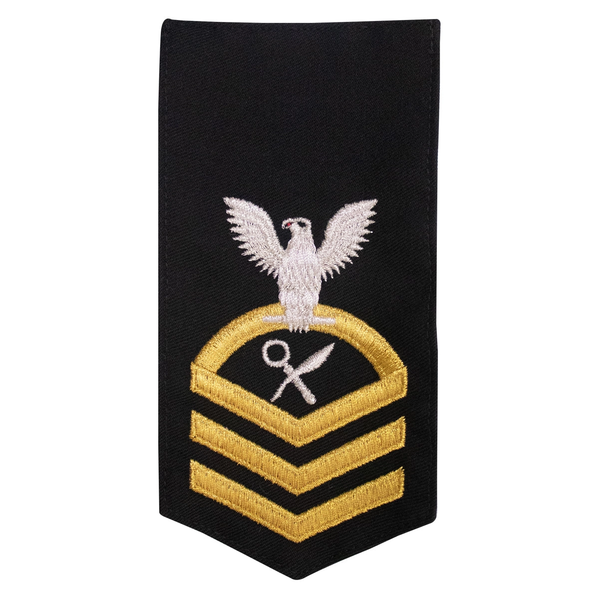 Picture of US Navy Rating Badges E7 Female Rating Is Intelligence Specialist: Seaworthy Gold On Blue