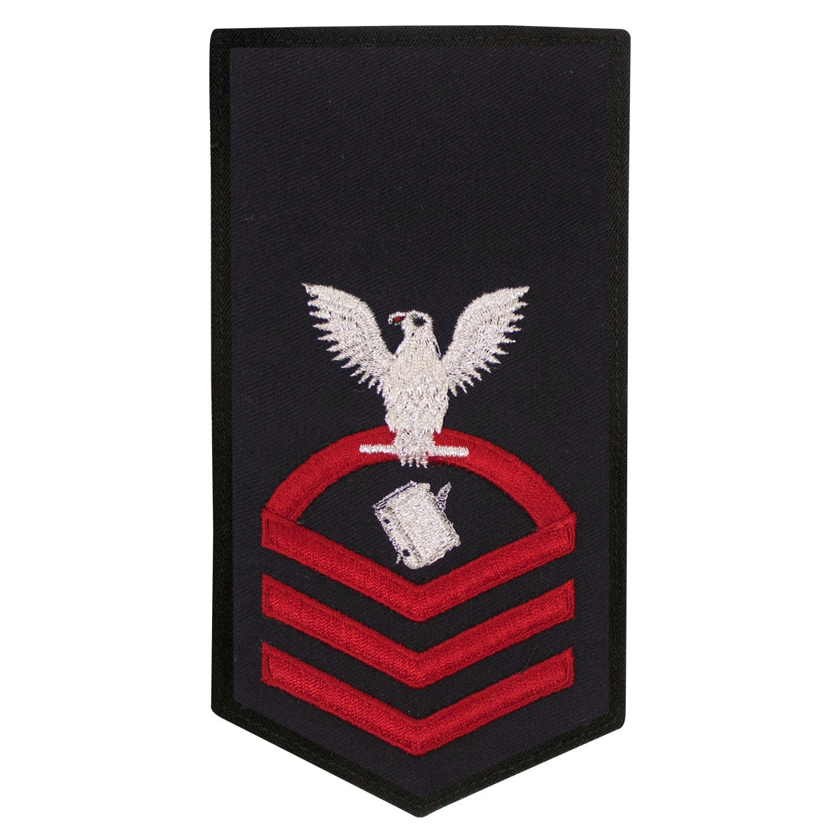 Picture of US Navy Rating Badges E7 Female Rating Ps Personnelman: Seaworthy Red On Blue