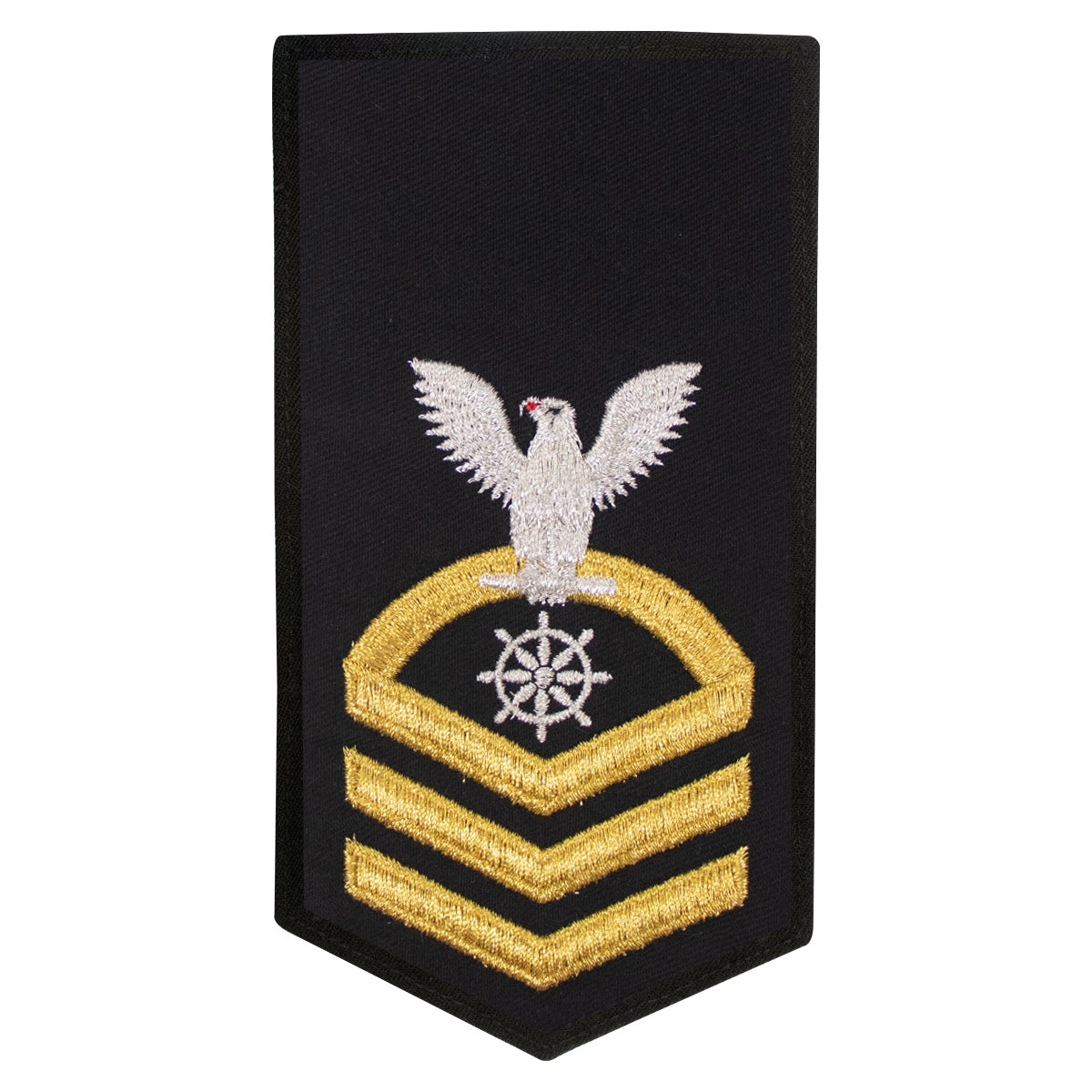 Picture of US Navy Rating Badges E7 Female Rating Qm Quartermaster: Seaworthy Gold On Blue