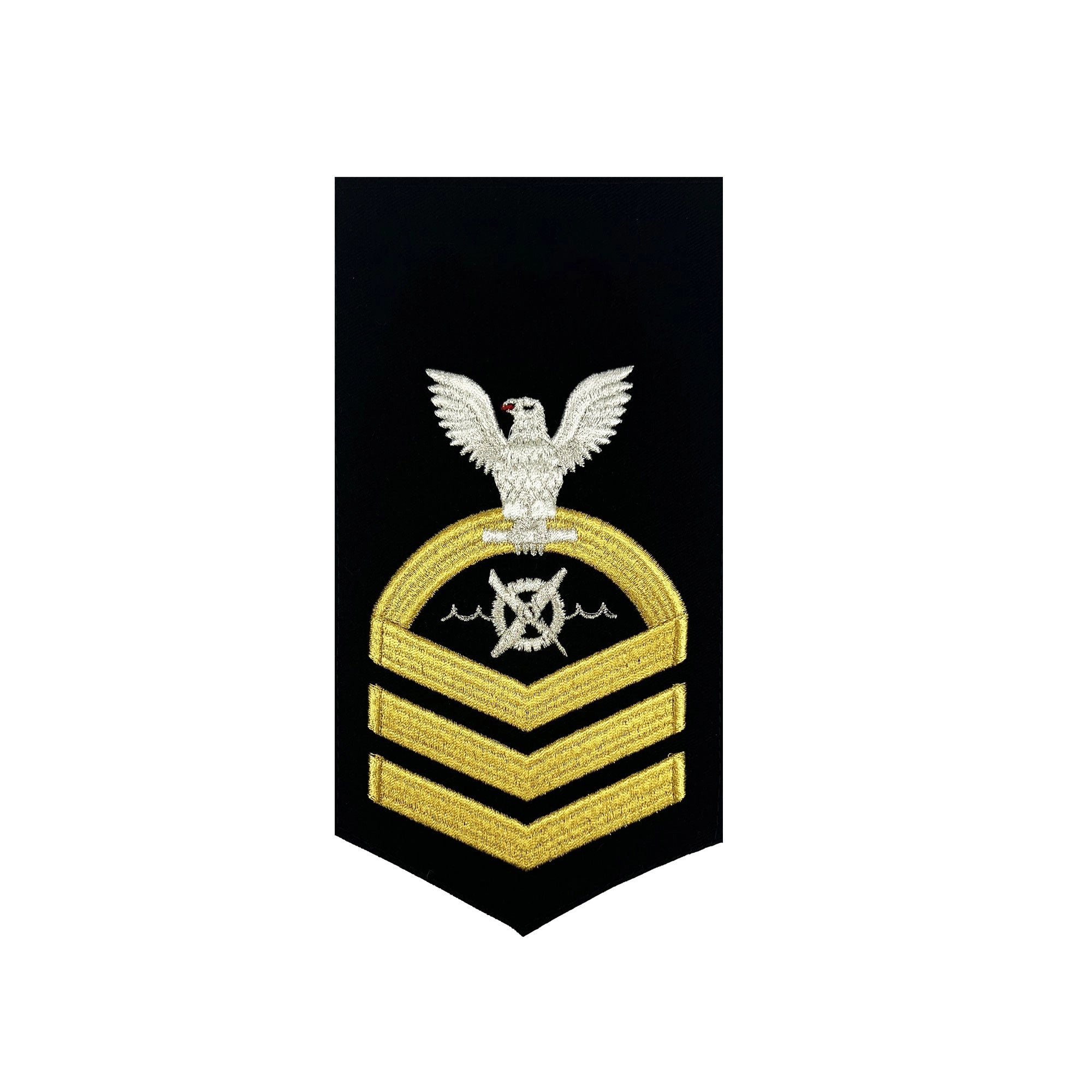 Picture of US Navy Rating Badges E7 Female Rating Rw Robotics Warfare Specialist: Seaworthy Gold On Blue
