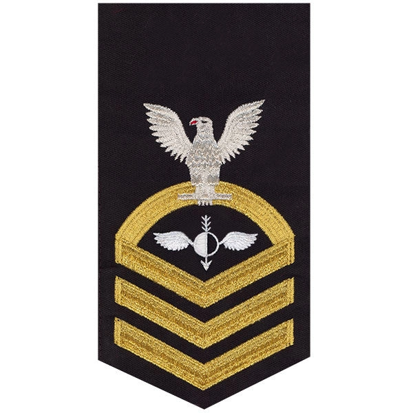 Picture of US Navy Rating Badges E7 Male Rating AerographerS Mate: Seaworthy Gold On Blue