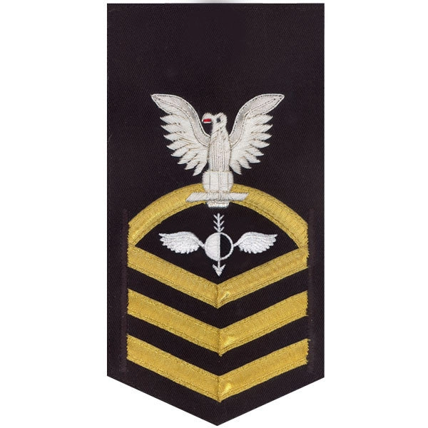 Picture of US Navy Rating Badges E7 Male Rating AerographerS Mate: Vanchief On Blue