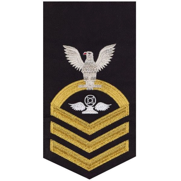 Picture of US Navy Rating Badges E7 Male Rating Air Traffic Control: Seaworthy Gold On Blue