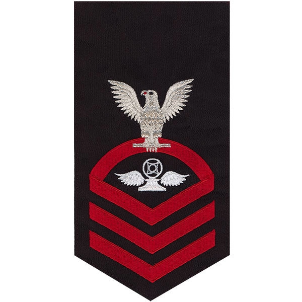 Picture of US Navy Rating Badges E7 Male Rating Air Traffic Control: Seaworthy Red On Blue