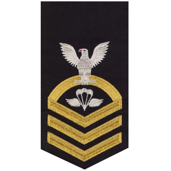 Picture of US Navy Rating Badges E7 Male Rating Aircrew Survival Equipmentman: Seaworthy Gold On Blue
