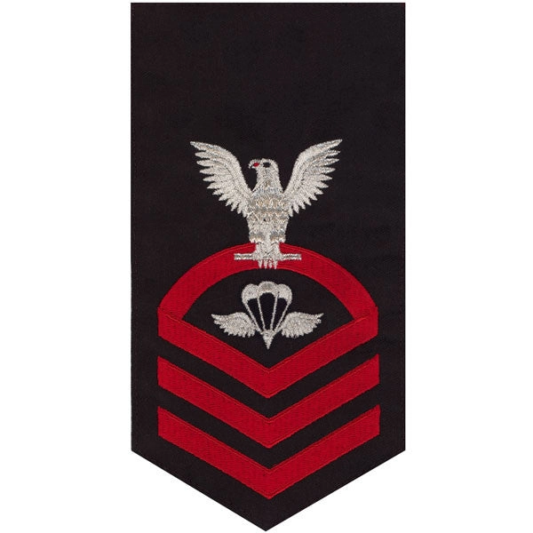 Picture of US Navy Rating Badges E7 Male Rating Aircrew Survival Equipmentman: Seaworthy Red On Blue