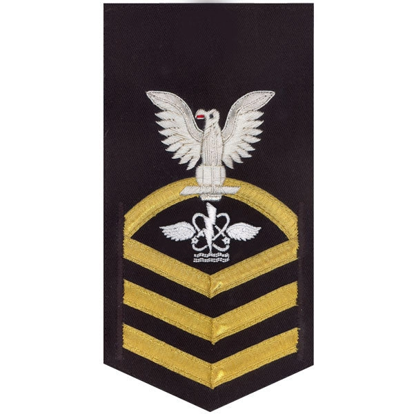 Picture of US Navy Rating Badges E7 Male Rating Aviation Antisub Warfare Operator: Vanchief On Blue