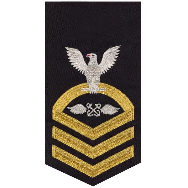 Picture of US Navy Rating Badges E7 Male Rating Aviation BoatswainS Mate: Seaworthy Gold On Blue