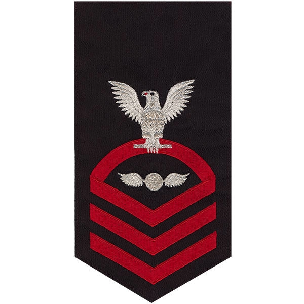 Picture of US Navy Rating Badges E7 Male Rating Aviation ElectricianS Mate: Seaworthy Red On Blue
