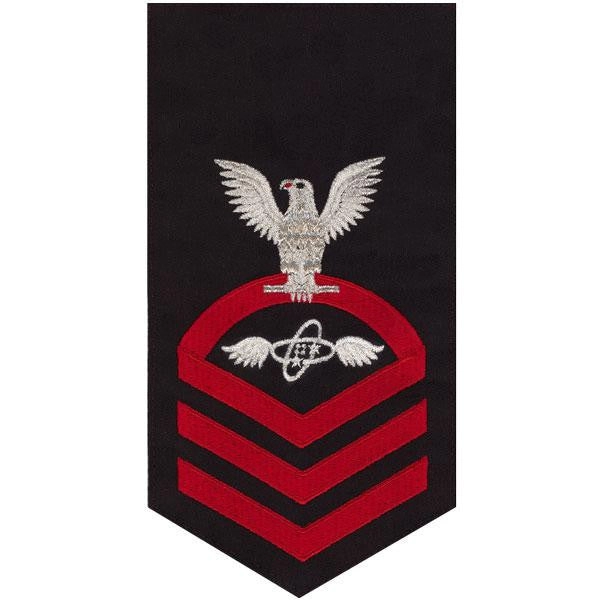 Picture of US Navy Rating Badges E7 Male Rating Aviation Electronics Technician: Seaworthy Red On Blue