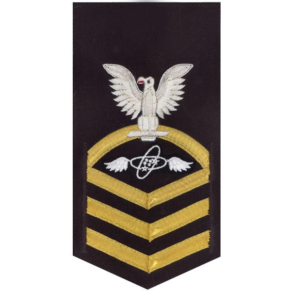 Picture of US Navy Rating Badges E7 Male Rating Aviation Electronics Technician: Vanchief On Blue