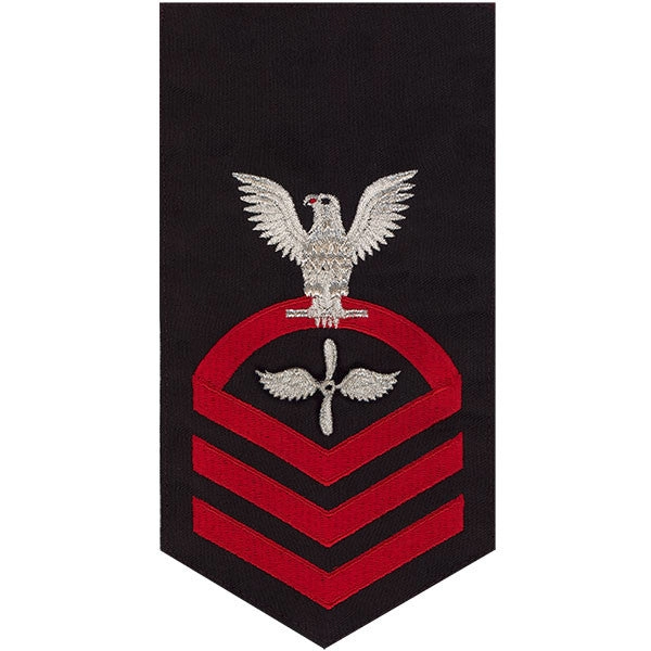 Picture of US Navy Rating Badges E7 Male Rating Aviation MachinistS Mate: Seaworthy Red On Blue
