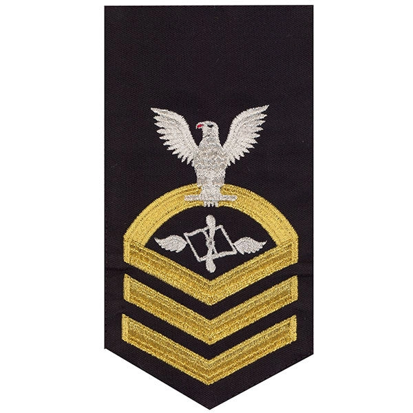 Picture of US Navy Rating Badges E7 Male Rating Aviation Maintenance Administrationman: Seaworthy Gold On Blue
