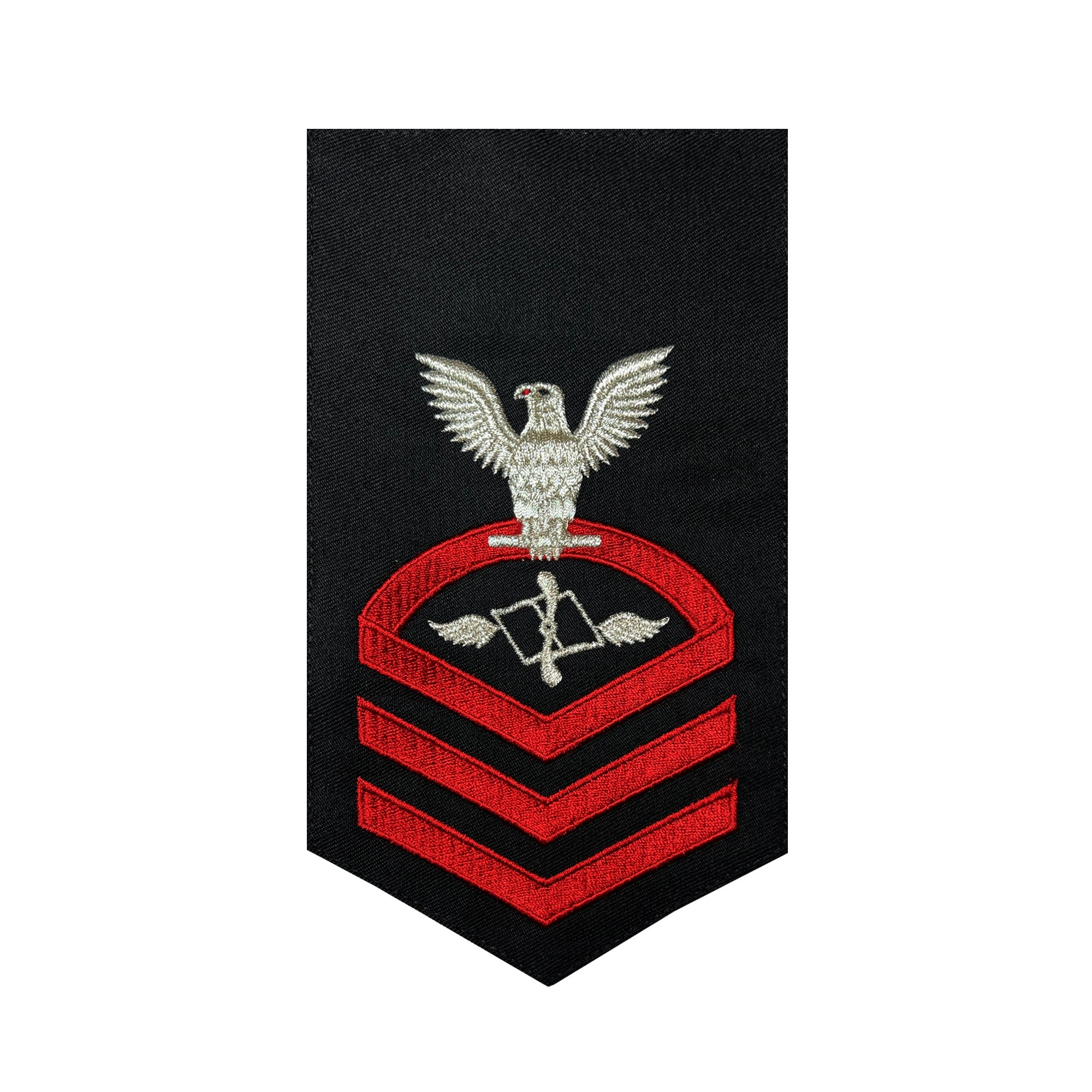 Picture of US Navy Rating Badges E7 Male Rating Aviation Maintenance Administrationman: Seaworthy Red On Blue