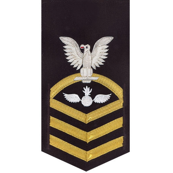 Picture of US Navy Rating Badges E7 Male Rating Aviation Ordnanceman: Vanchief On Blue