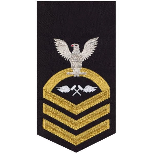 Picture of US Navy Rating Badges E7 Male Rating Aviation Structure Mechanic: Seaworthy Gold On Blue