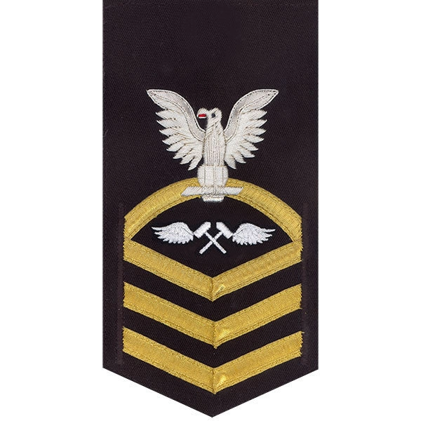 Picture of US Navy Rating Badges E7 Male Rating Aviation Structure Mechanic: Vanchief On Blue